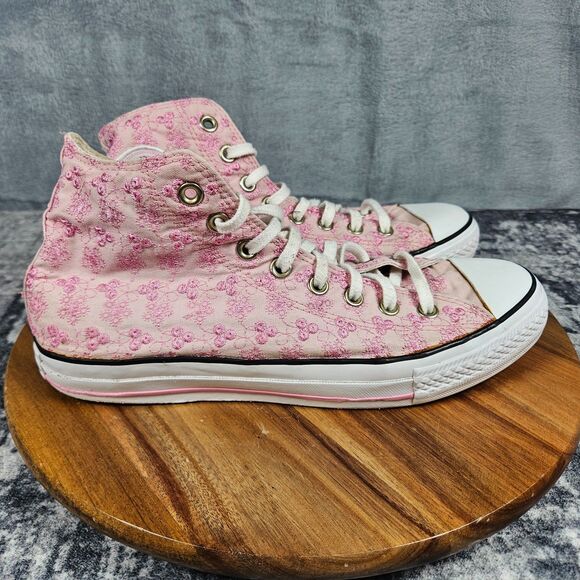 Converse Shoes - Converse Chuck Taylor All Star High Top Pink Floral White Sneakers Womens 10